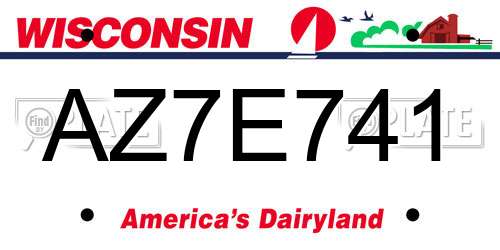 AZ7E741 Wisconsin License Plate