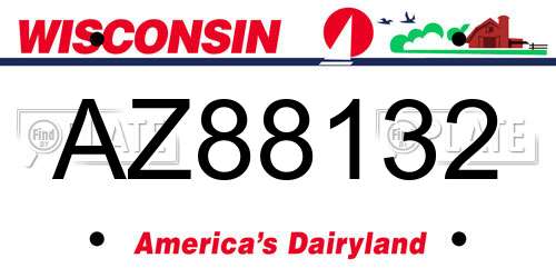 AZ88132 Wisconsin License Plate