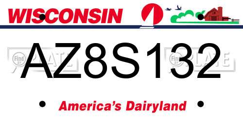 AZ8S132 Wisconsin License Plate
