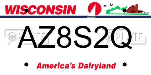AZ8S2Q Wisconsin License Plate