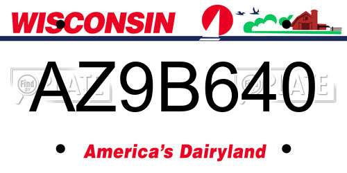 AZ9B640 Wisconsin License Plate