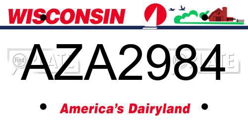 AZA2984 Wisconsin License Plate