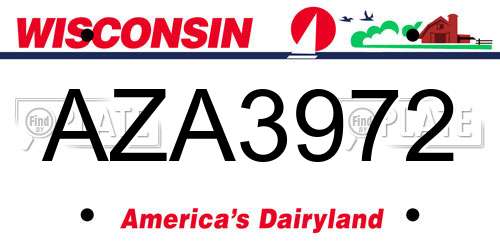 AZA3972 Wisconsin License Plate