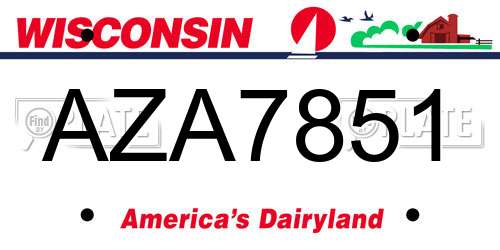 AZA7851 Wisconsin License Plate