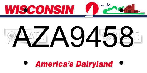 AZA9458 Wisconsin License Plate
