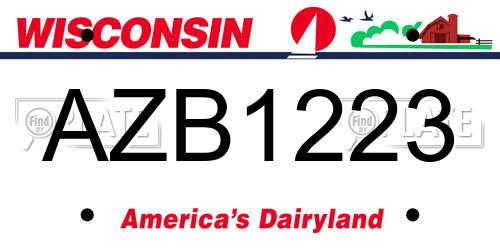 AZB1223 Wisconsin License Plate