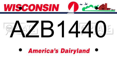 AZB1440 Wisconsin License Plate
