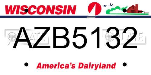 AZB5132 Wisconsin License Plate