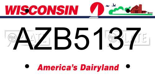 AZB5137 Wisconsin License Plate
