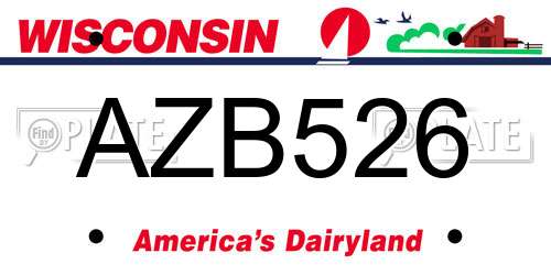 AZB526 Wisconsin License Plate