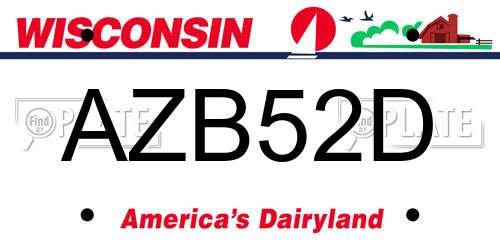 AZB52D Wisconsin License Plate