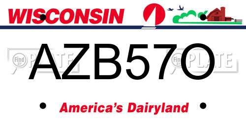 AZB57O Wisconsin License Plate