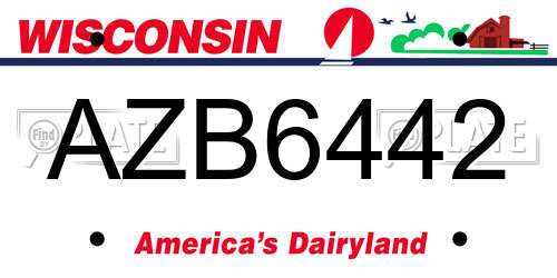 AZB6442 Wisconsin License Plate