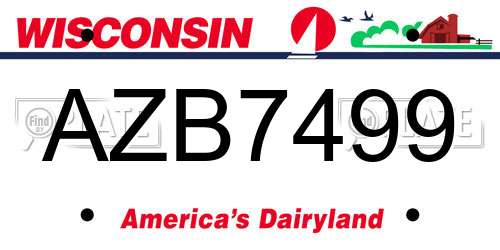 AZB7499 Wisconsin License Plate