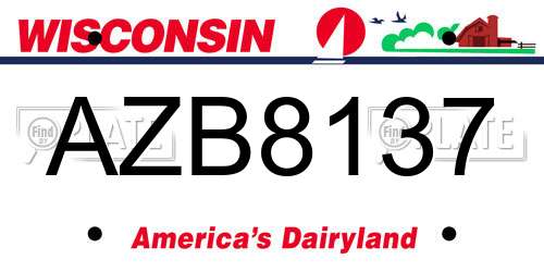 AZB8137 Wisconsin License Plate