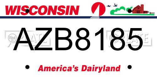 AZB8185 Wisconsin License Plate