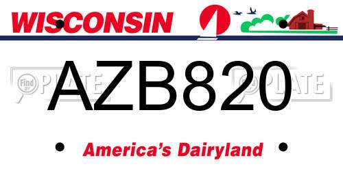 AZB820 Wisconsin License Plate