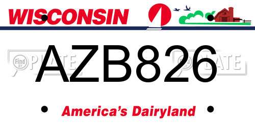 AZB826 Wisconsin License Plate