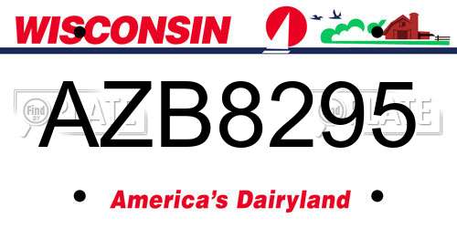 AZB8295 Wisconsin License Plate