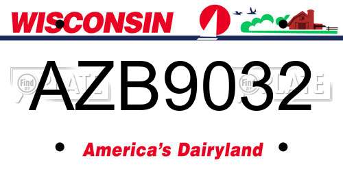 AZB9032 Wisconsin License Plate