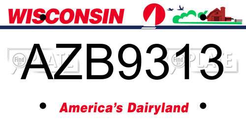 AZB9313 Wisconsin License Plate