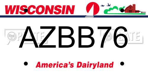 AZBB76 Wisconsin License Plate