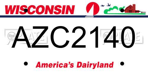 AZC2140 Wisconsin License Plate