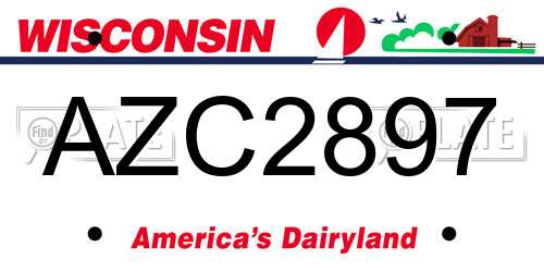 AZC2897 Wisconsin License Plate