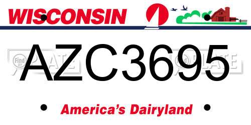 AZC3695 Wisconsin License Plate