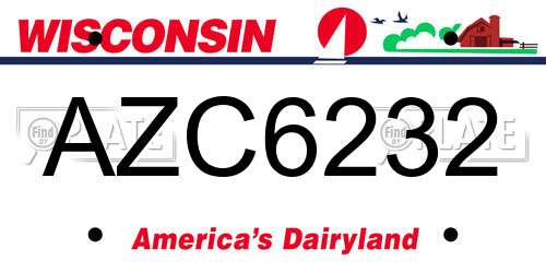 AZC6232 Wisconsin License Plate