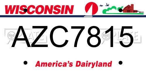 AZC7815 Wisconsin License Plate