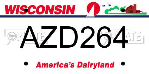 AZD264 Wisconsin License Plate
