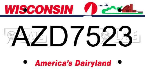 AZD7523 Wisconsin License Plate
