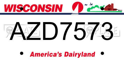 AZD7573 Wisconsin License Plate