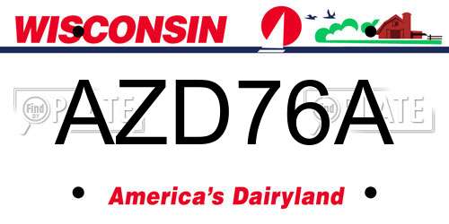 AZD76A Wisconsin License Plate