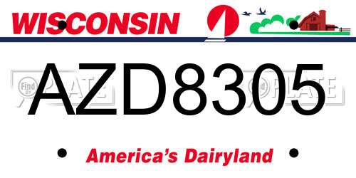 AZD8305 Wisconsin License Plate
