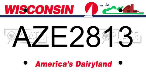 AZE2813 Wisconsin License Plate