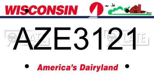 AZE3121 Wisconsin License Plate