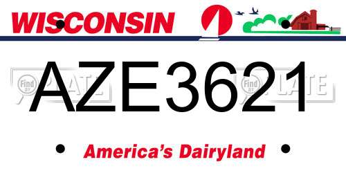 AZE3621 Wisconsin License Plate