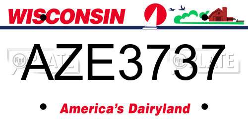 AZE3737 Wisconsin License Plate