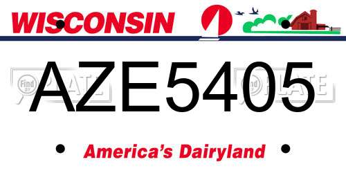 AZE5405 Wisconsin License Plate