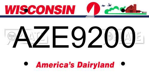 AZE9200 Wisconsin License Plate
