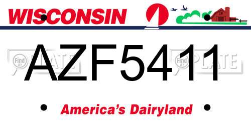 AZF5411 Wisconsin License Plate