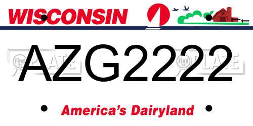 AZG2222 Wisconsin License Plate