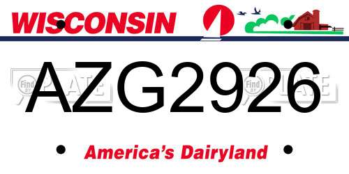 AZG2926 Wisconsin License Plate