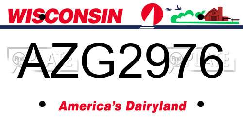 AZG2976 Wisconsin License Plate