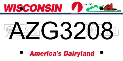 AZG3208 Wisconsin License Plate