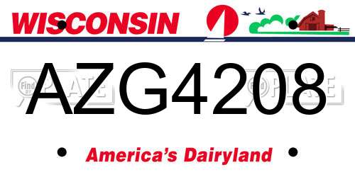 AZG4208 Wisconsin License Plate