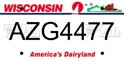 AZG4477 Wisconsin License Plate