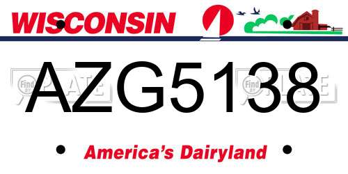 AZG5138 Wisconsin License Plate